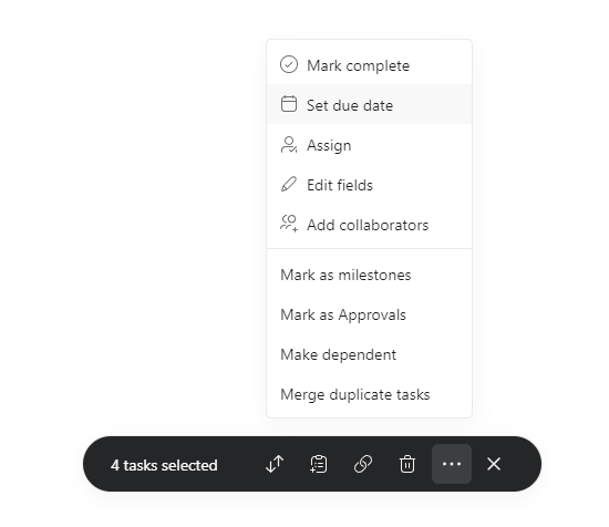 asana bulk action toolbar