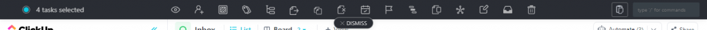 clickup bulk action toolbar