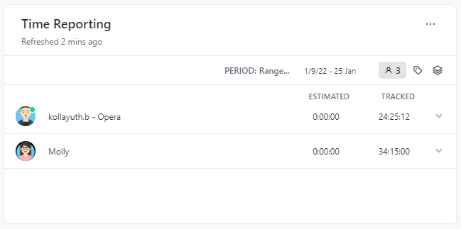Example Time Reporting Widget