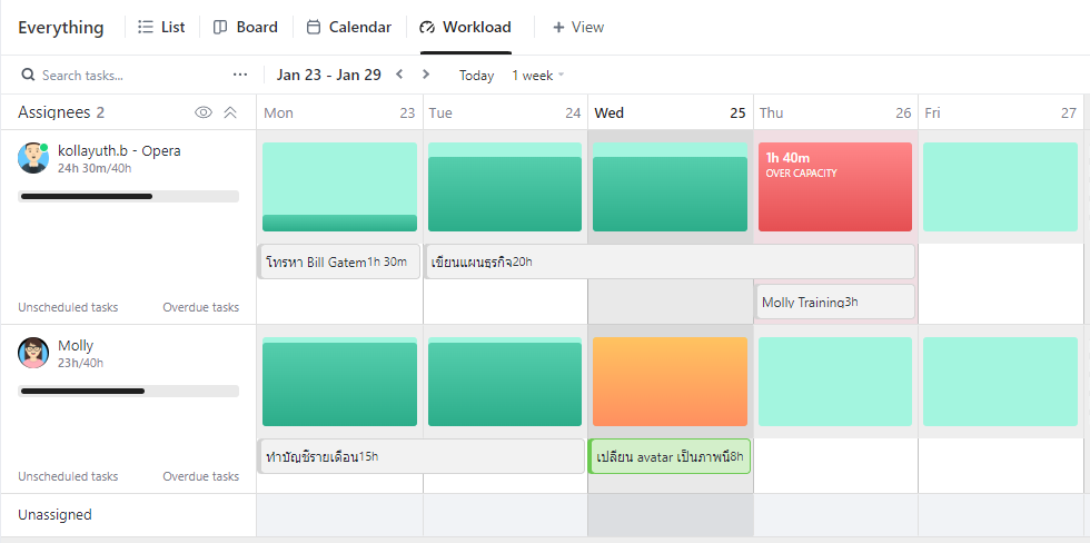 clickup workload
