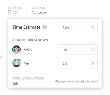 Example Granular Time Estimates