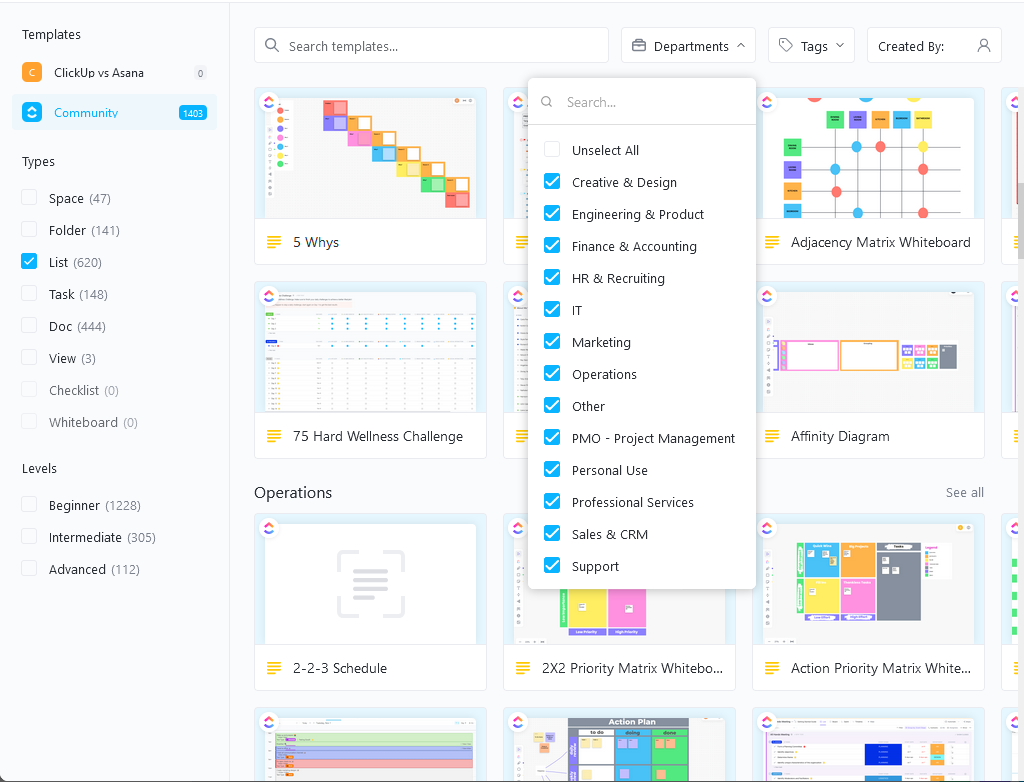 clickup new project templates
