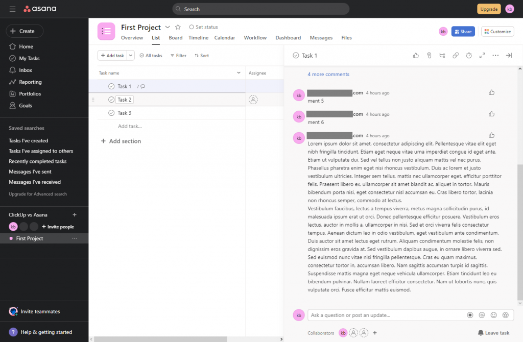 asana description หลัง comment