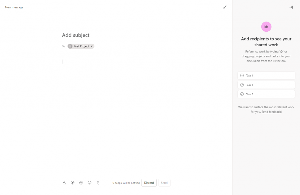 asana chat view form