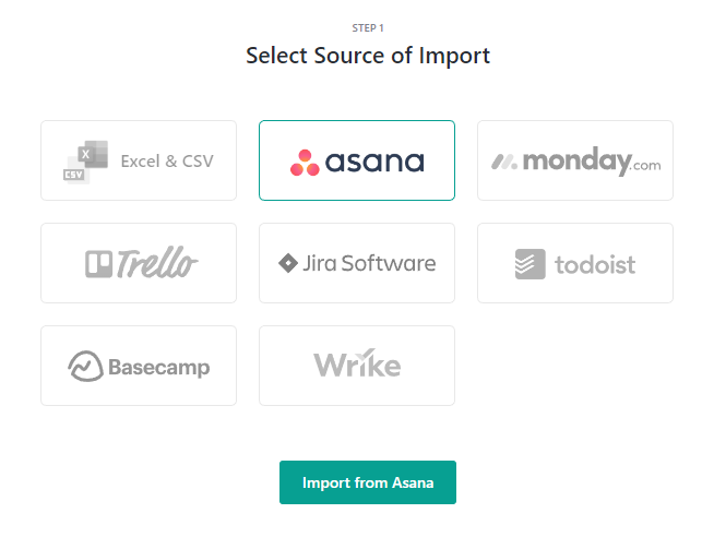 หน้า clickup import asana