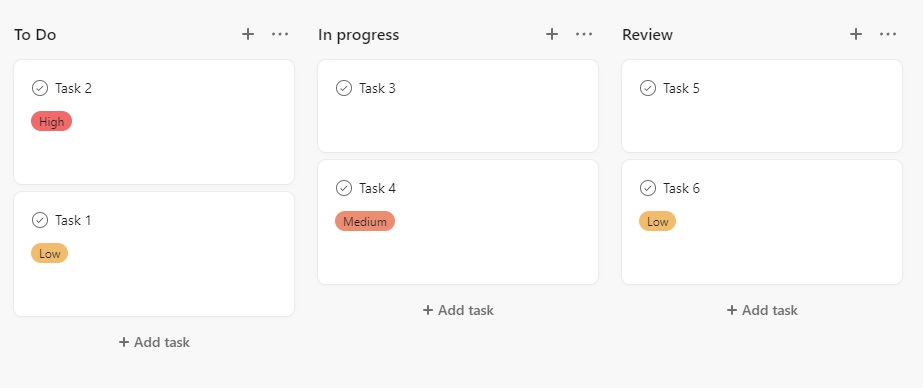 asana section แทนสถานะ board view