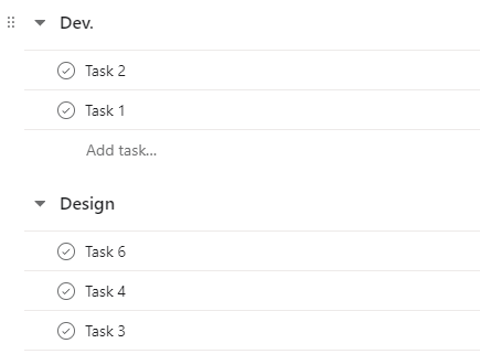 asana section แทนแผนกและลักษณะงาน list view