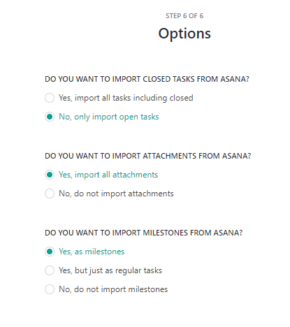 ขั้นตอน clickup import asana ตั้งค่าเพิ่มเติม