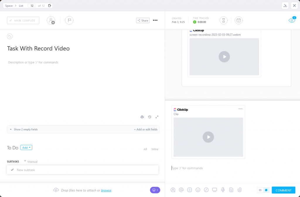 click comment record screen clip
