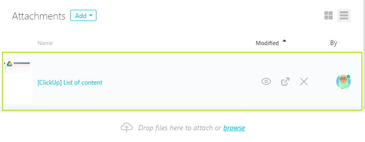 ตัวอย่าง google sheet ใน Task Attachments