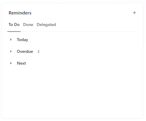 Reminders card