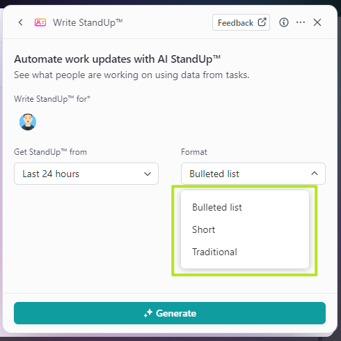 format of Write StandUp