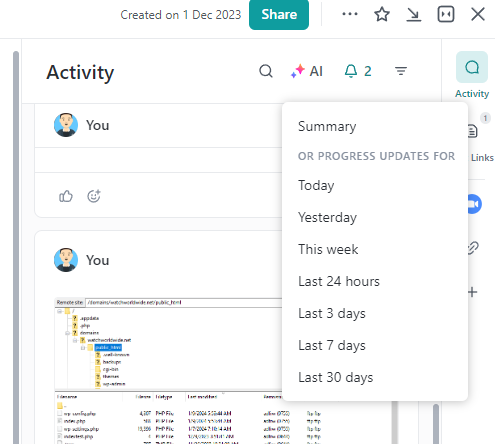 ClickUp AI setting - Task
