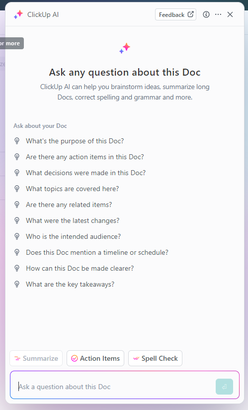 ClickUp AI guideline in doc