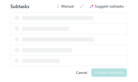ClickUp AI - Suggest subtasks