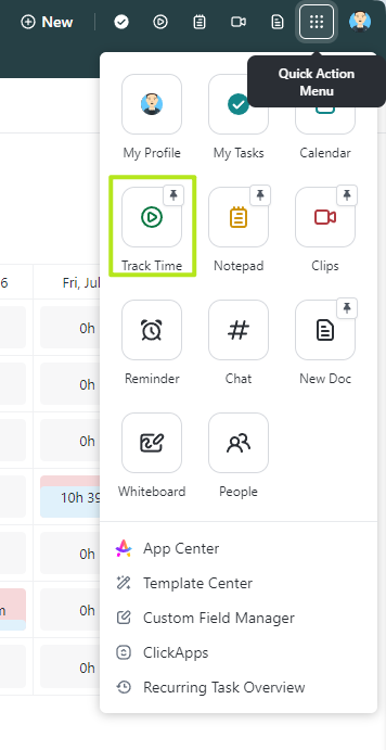 clickup - track time