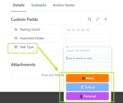 option task type