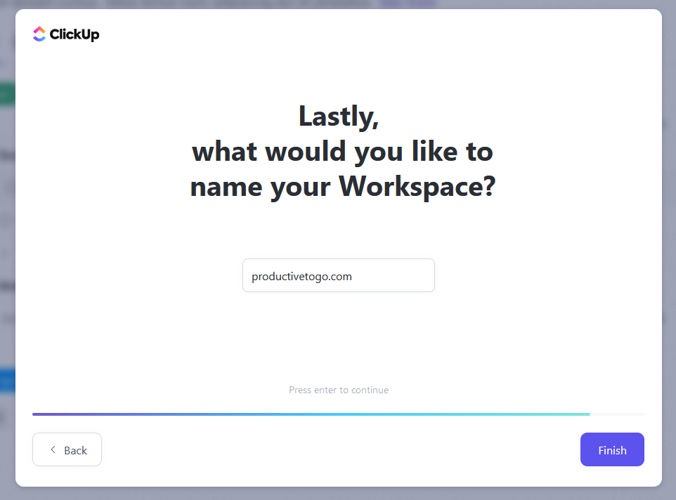 filling workspace name