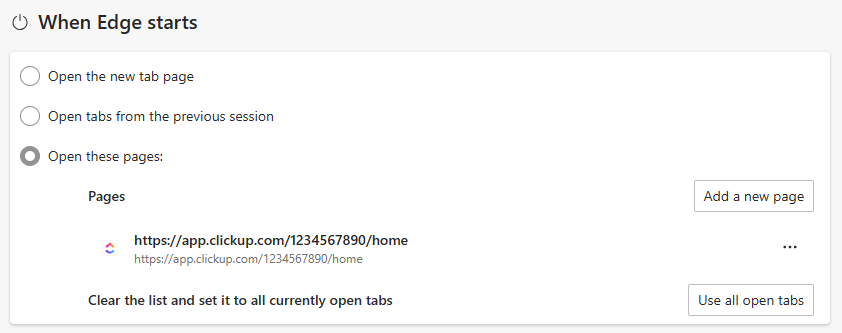 add new page complete in Microsoft Edge