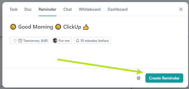 go to create reminder