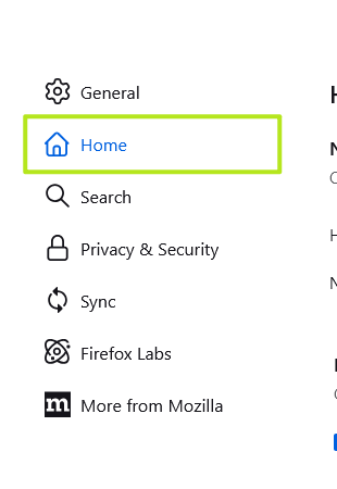go to home menu