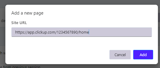paste url to add new page