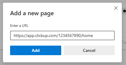 paste url to Add a new page