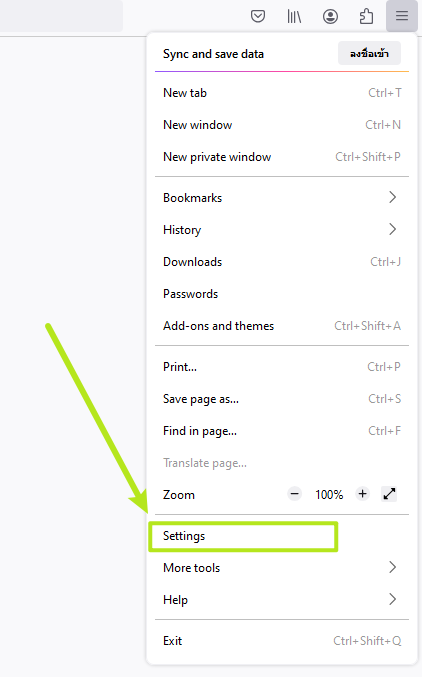 go to settings on firefox