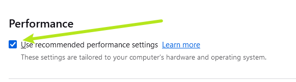 scrolling to Performance on firefox