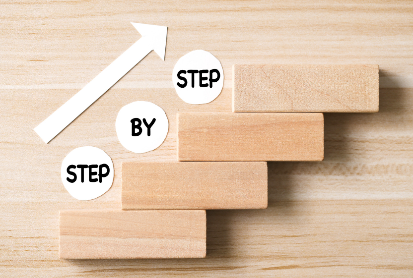 step by step