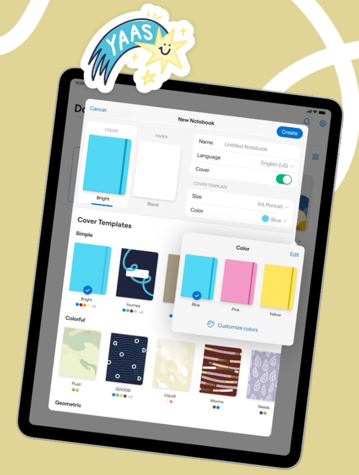 ปกแพลนเนอร์จากแอป Goodnotes