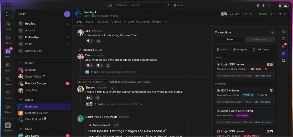 Chat Feature - ClickUp