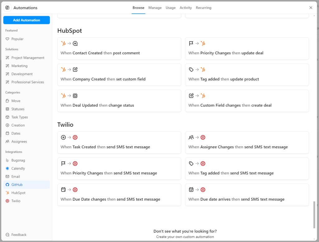 Custom Automation - ClickUp