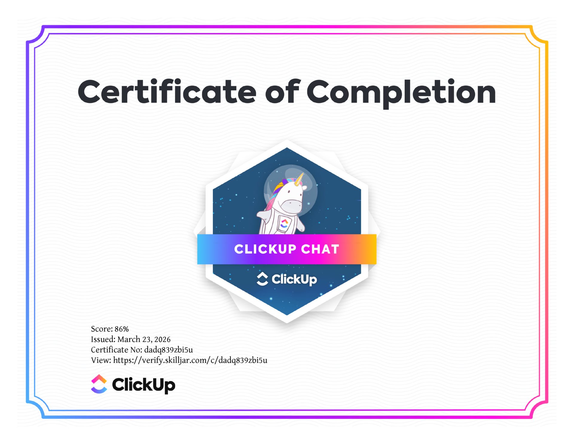 clickup cert chat